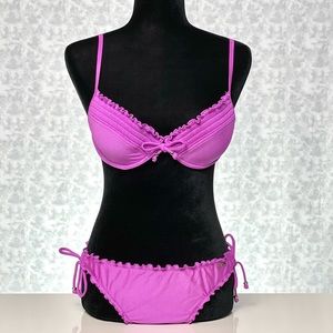 Seafolly Shimmer Sweetheart Bustier & Side Tie bottoms.US Size 12. Pink. NWT